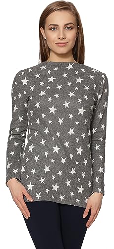 Merry Style Damen Sweatshirt Bluse Langarm aus Viskose MS10-340 (Sterne Grau, S) von Merry Style