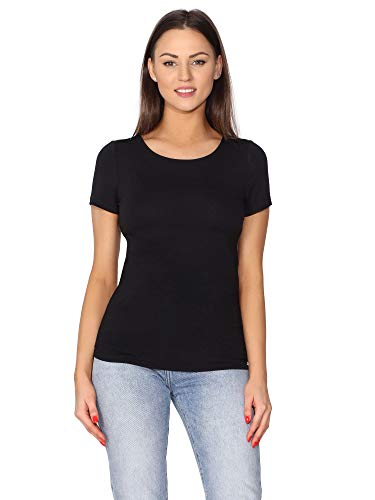 Merry Style Damen T-Shirt Kurzarm MS10-373 (Schwarz, XS) von Merry Style