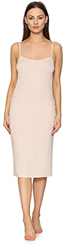 Merry Style Damen Unterkleid Knielänge Petticoat Midi Länge einstellbare Träger MS10-402 (Beige, 3XL) von Merry Style