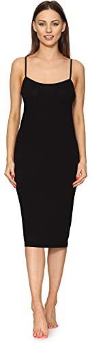 Merry Style Damen Unterkleid Knielänge Petticoat Midi Länge einstellbare Träger MS10-402 (Schwarz, 3XL) von Merry Style