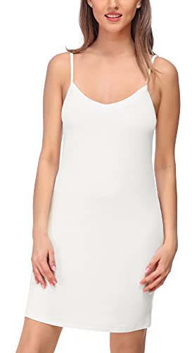 Merry Style Damen Unterkleid kurz Petticoat Knielänge einstellbare Träger Bequeme und atmungsaktive Unterkleider zu tragen als Nachthemd oder Kleid MS10-315 (Ecru, M) von Merry Style