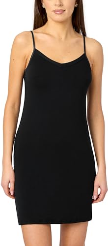 Merry Style Damen Unterkleid kurz Petticoat Knielänge einstellbare Träger Bequeme und atmungsaktive Unterkleider zu tragen als Nachthemd oder Kleid MS10-315 (Schwarz, XS) von Merry Style
