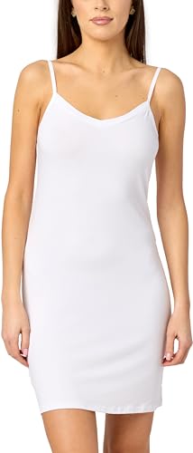 Merry Style Damen Unterkleid kurz Petticoat Knielänge einstellbare Träger Bequeme und atmungsaktive Unterkleider zu tragen als Nachthemd oder Kleid MS10-315 (Weiß, S) von Merry Style