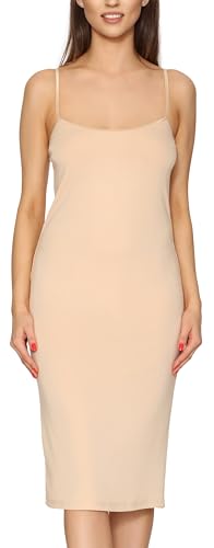 Merry Style Damen Unterkleid Knielänge Petticoat Midi Länge einstellbare Träger MS10-402 (Nude, L) von Merry Style