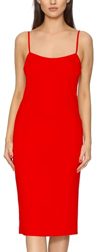 Merry Style Damen Unterkleid Knielänge Petticoat Midi Länge einstellbare Träger MS10-402 (Rot, XS) von Merry Style