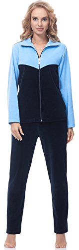 Merry Style Damen Velours Freizeitanzug Hausanzug MSMG001 (Dunkelblau (Kein Aufdruck)(1724), 6XL) von Merry Style