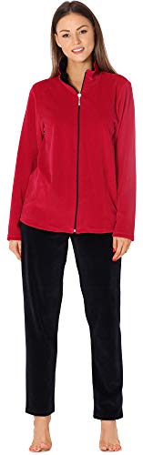 Merry Style Damen Velours Freizeitanzug Hausanzug MSMG001 (Rot/Marineblau/Marineblau(1741), XL) von Merry Style