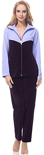 Merry Style Damen Velours Freizeitanzug Hausanzug MSMG001 (Violett (Kein Aufdruck)(1725), 3XL) von Merry Style