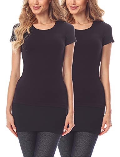 Merry Style Damen Verlängerungsgurt für Hemden T-Shirts Nierenwärmer Minirock MS10-202 2PACK (2Pack-Schwarz/Schwarz, 5XL) von Merry Style