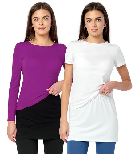 Merry Style Damen Verlängerungsgurt für Hemden T-Shirts Nierenwärmer Minirock MS10-202 2PACK (2Pack-Schwarz/Weiß, M) von Merry Style