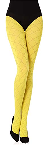 Merry Style Damen blickdichte Strumpfhose mit Muster MS 328 60 DEN (Canarinno, XL (44-48)) von Merry Style