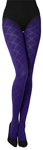 Merry Style Damen blickdichte Strumpfhose mit Muster MS 328 60 DEN (Cobalt, L (40-44)) von Merry Style