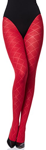 Merry Style Damen blickdichte Strumpfhose mit Muster MS 328 60 DEN (Rot, S (32-36)) von Merry Style