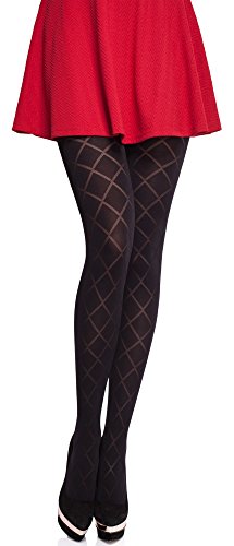 Merry Style Damen blickdichte Strumpfhose mit Muster MS 328 60 DEN (Schwarz, M (36-40)) von Merry Style