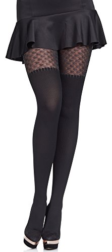 Merry Style Damen gemusterte Strumpfhose MS 371 60 DEN (Schwarz, S (32-36)) von Merry Style