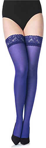 Merry Style Damen halterlose Mikrofaser 40 DEN Strümpfe mit Spitze MS 791 (Cobalt-791, XL-XXL (46-50)) von Merry Style