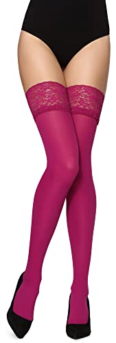 Merry Style Damen halterlose Mikrofaser 40 DEN Strümpfe mit Spitze MSSSJ01 EU XS-S (Azalea, 1/2 (32-38)) von Merry Style