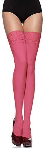 Merry Style Damen halterlose Mikrofaser 40 DEN Strümpfe mit Spitze MSSSJ01 EU XS-S (Coral, 1/2 (32-38)) von Merry Style