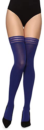 Merry Style Damen microfaser halterlose Strümpfe MS 216 (Cobalt, XS-S (32-38)) von Merry Style