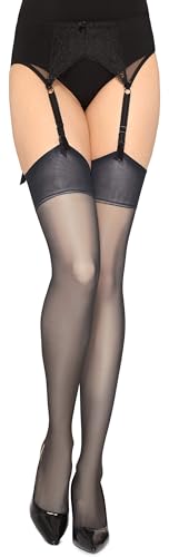 Merry Style Damen transparent Strapsstrümpfe MS 226 15 DEN (Graphite, M-L (40-44)) von Merry Style