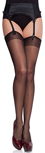 Merry Style Damen transparent Strapsstrümpfe MS 226 15 DEN (Schwarz, XS-S (32-38)) von Merry Style