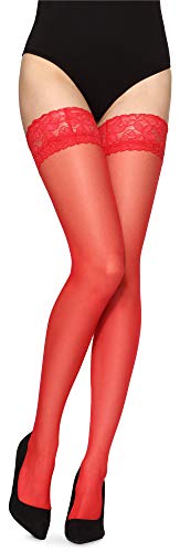 Merry Style Damen transparent Strümpfe MS 200 15 DEN (Rot, XS-S (32-38)) von Merry Style