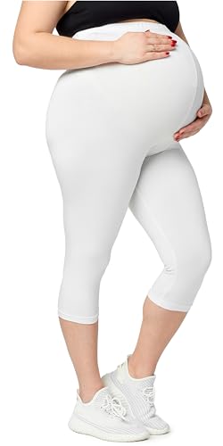 Merry Style Große Größen Damen 3/4 Umstandsleggings aus Viskose MS10-461 (Weiß, 6XL) von Merry Style