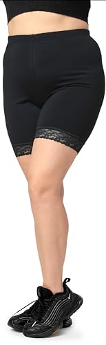 Merry Style Große Größen Damen Kurze Leggings aus Viskose mit Spitze MS10-453 (Schwarz, 5XL) von Merry Style