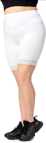 Merry Style Große Größen Damen Kurze Leggings aus Viskose mit Spitze MS10-453 (Weiß, 4XL) von Merry Style