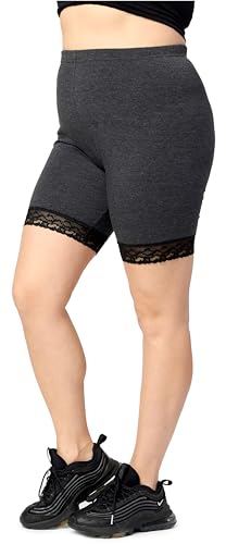 Merry Style Große Größen Damen Kurze Leggings mit Spitze MS10-459 (DunkelMelange, 4XL) von Merry Style