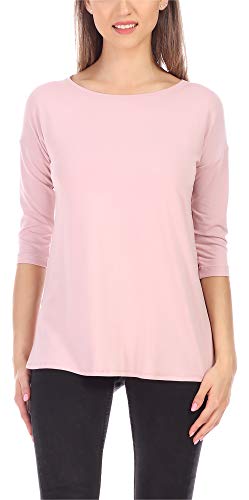 Merry Style Langes Oberteil Shirt mit Spitze MS10-318 (Puderrosa, L) von Merry Style