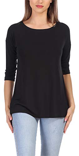 Merry Style Langes Oberteil Shirt mit Spitze MS10-319 (Schwarz, XS) von Merry Style