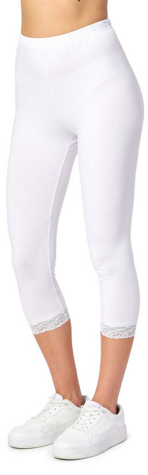 Merry Style Leggings Damen 3/4 Capri Leggings aus Baumwolle mit Spitze MS10-224 (1-tlg) elastischer Bund von Merry Style