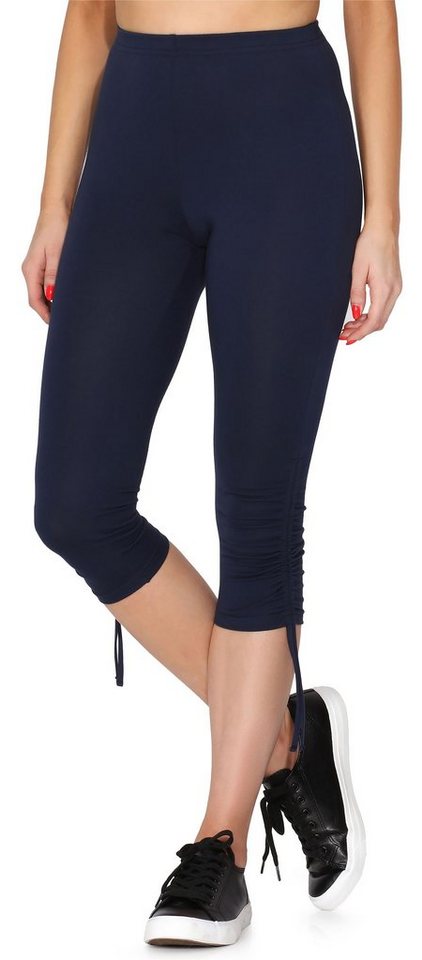 Merry Style Leggings Damen 3/4 Capri-Leggings mit Raffung aus Baumwolle MS10-380 (1-tlg) elastischer Bund von Merry Style