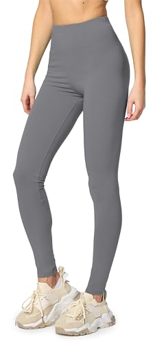 Merry Style Leggings Damen Baumwolle für das ganze Jahr Bequeme Leggings Blickdicht Damen Ideal für Yoga Sport Gym und Freizeit MS10-198 (Grau, 4XL) von Merry Style