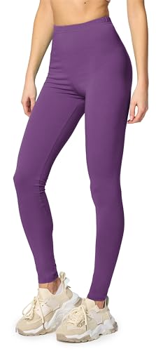 Merry Style Leggings Damen Baumwolle für das ganze Jahr Bequeme Leggings Blickdicht Damen Ideal für Yoga Sport Gym und Freizeit MS10-198 (Purpur,M) von Merry Style