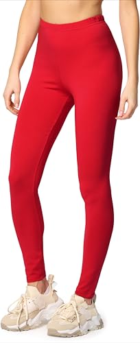 Merry Style Leggings Damen Baumwolle für das ganze Jahr Bequeme Leggings Blickdicht Damen Ideal für Yoga Sport Gym und Freizeit MS10-198 (Rot, L) von Merry Style