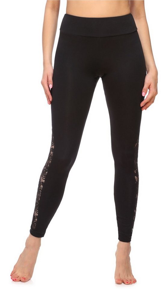 Merry Style Leggings Damen Lange Leggings mit Spitze MS10-309 (1-tlg) elastischer Bund von Merry Style