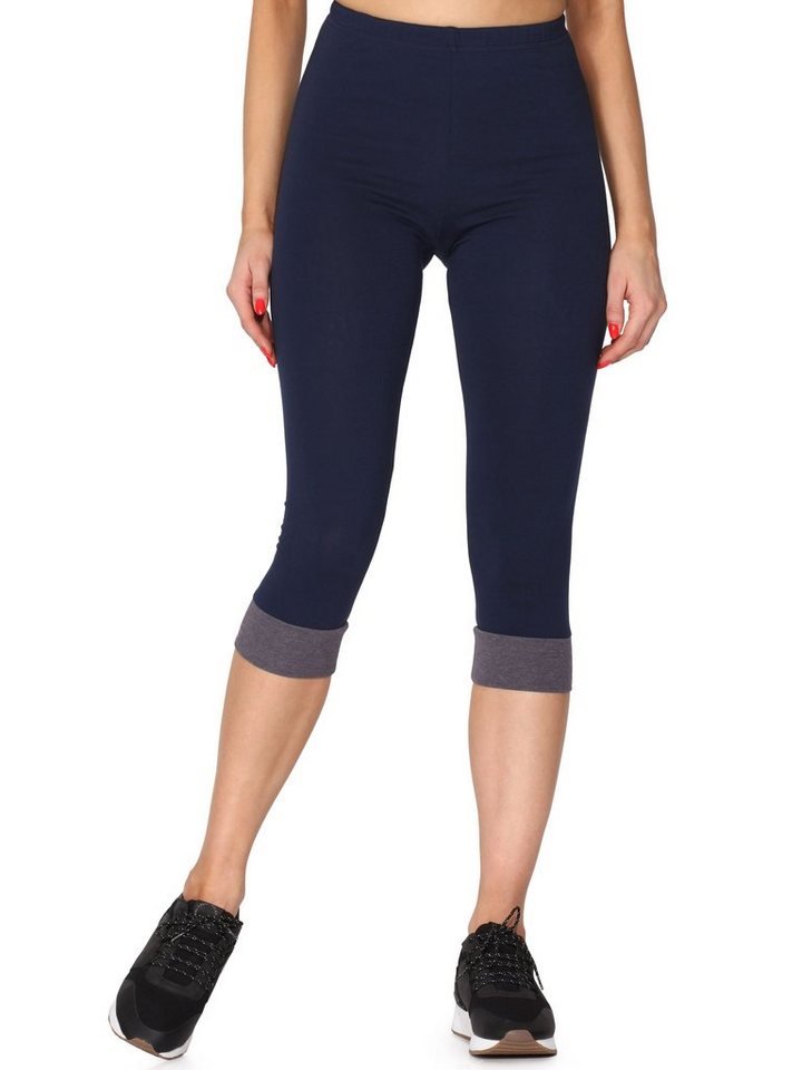 Merry Style Leggings Damen Leggings aus Baumwolle mit angenähtem Bündchen MS10-379 (1-tlg) elastischer Bund von Merry Style