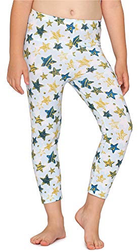 Merry Style Mädchen 3/4 Leggings MS10-405(Weiß/Blau Gold Sterne,128) von Merry Style