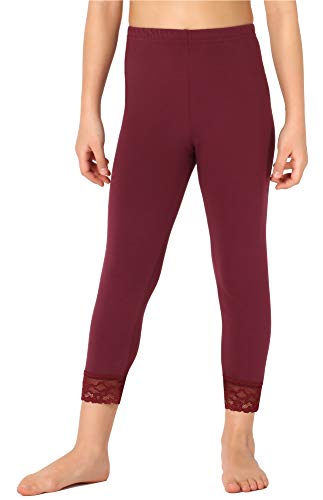 Merry Style Mädchen 3/4 Leggings aus Baumwolle mit Spitze MS10-228 (Weinrot, 110 cm) von Merry Style