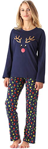 Merry Style Damen Lang Zweiteiliger Schlafanzug aus Baumwolle Pyjama Set Winter MS10-192 (Marine Geschenke, 170) von Merry Style