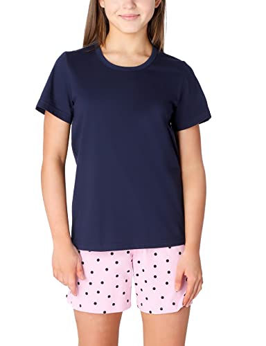 Merry Style Damen Schlafanzug Zweiteiler Pyjama lang bunt mit Muster MS10-268 (Marine/Rosa/Punkte, 158) von Merry Style