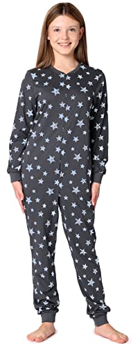 Merry Style Mädchen Jugend Schlafanzug Strampelanzug Schlafoverall MS10-235 (Grafit/Blau Sterne, 176) von Merry Style