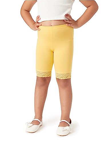 Merry Style Mädchen Kurze Leggings mit Spitze Mädchen Leggings aus Viskose MS10-434 (Gelb, 140) von Merry Style
