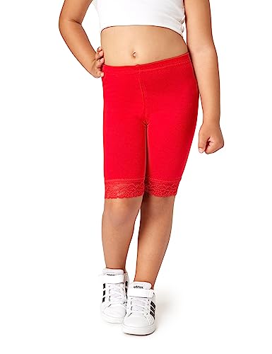 Merry Style Mädchen Kurze Leggings mit Spitze Mädchen Leggings aus Viskose MS10-434 (Rot, 128) von Merry Style