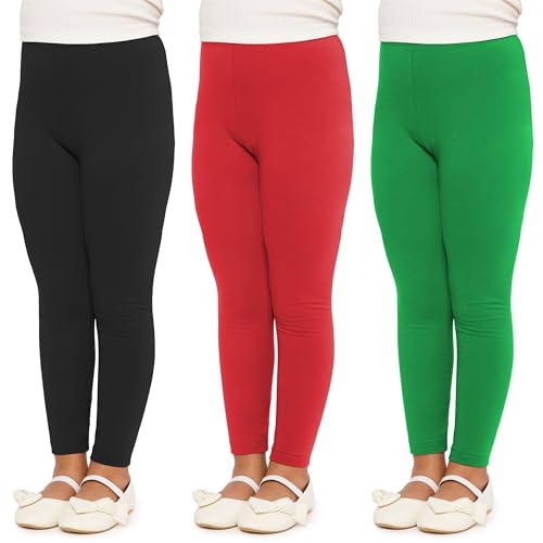 Merry Style Mädchen Lange Leggings aus Baumwolle MS10-225 (Schwarz/Rot/Grün, 122 cm) von Merry Style