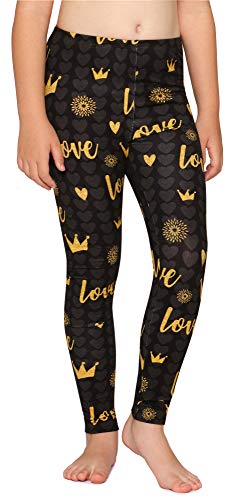 Merry Style Mädchen Lange Leggings aus Baumwolle MS10-337(Graphite/Liebe und Krone,110) von Merry Style