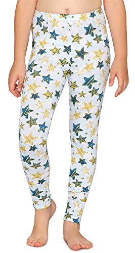 Merry Style Mädchen Lange Leggings aus Baumwolle MS10-337(Weiß/Blau Gold Sterne,116) von Merry Style