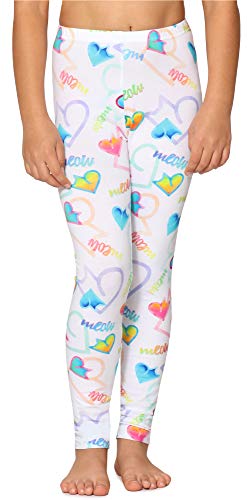 Merry Style Mädchen Lange Leggings aus Baumwolle MS10-337(Weiß/Herzen/Meow,110) von Merry Style